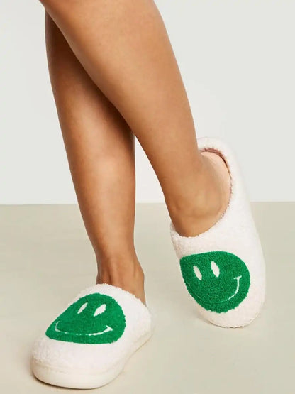 Smiley Face Slippers Green