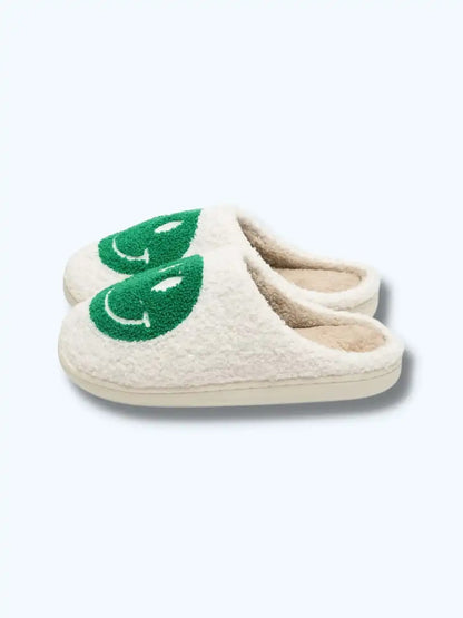 Smiley Face Slippers Green