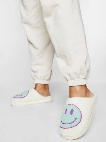 Smiley Face Slippers Blue And Purple